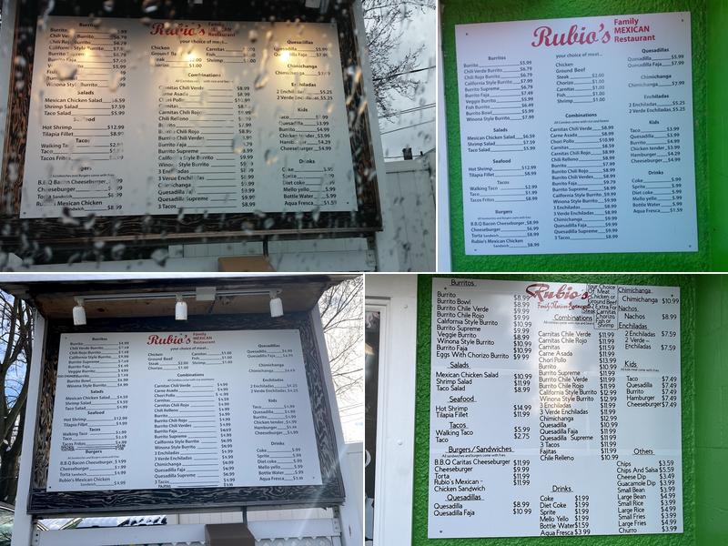 Rubio's Family Mexican Restaurant Menu