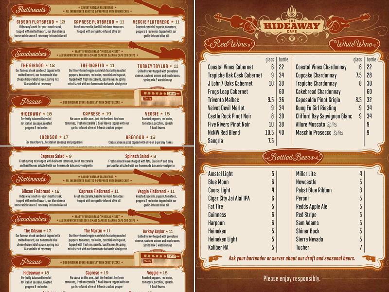 Hideaway Cafe Menu