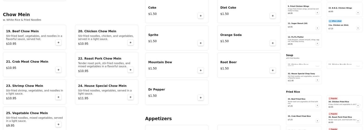 China King Menu