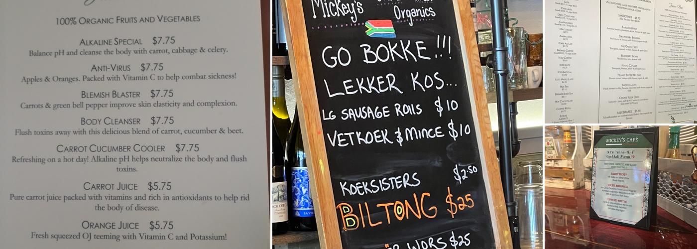 Mickey's Cafe & Organics Menu