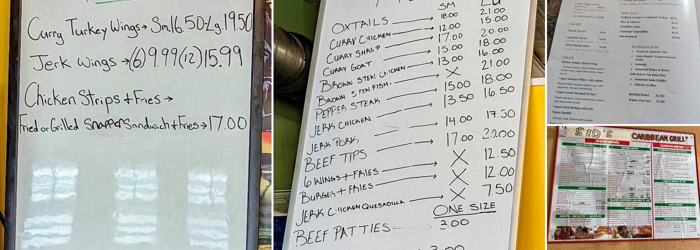 Sid's Caribbean grill Menu