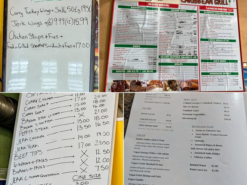 Sid's Caribbean grill Menu