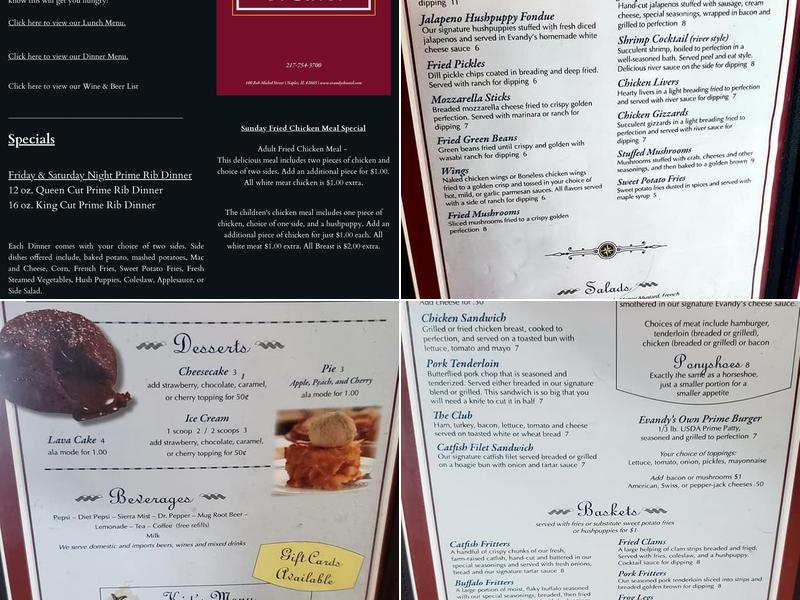 Evandy's Boatel Menu