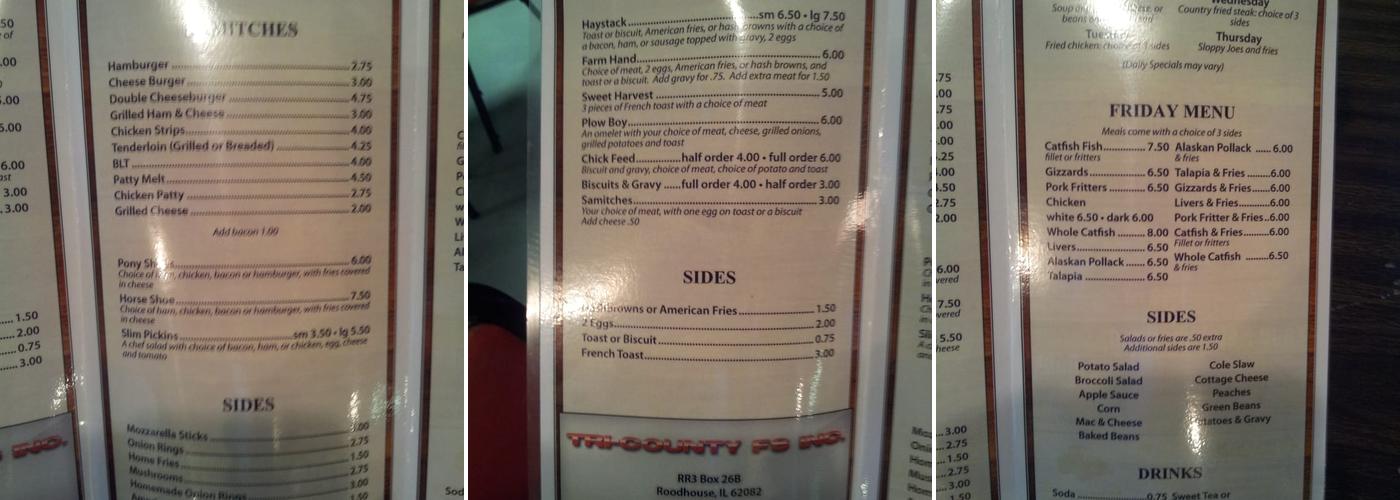 Hillview Cafe Menu