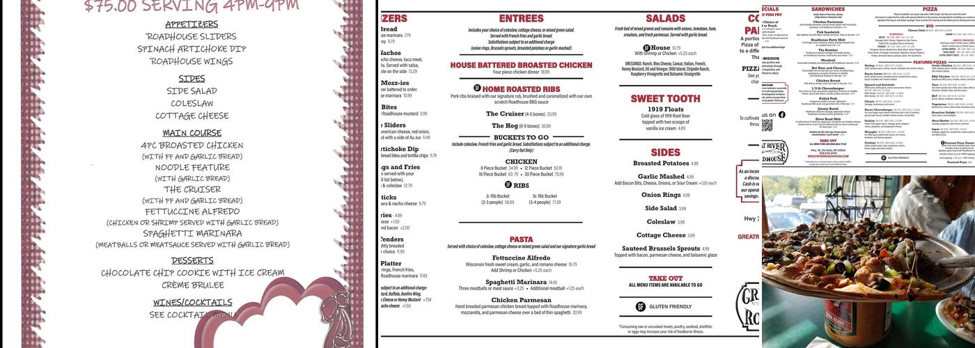 Great River Roadhouse Menu