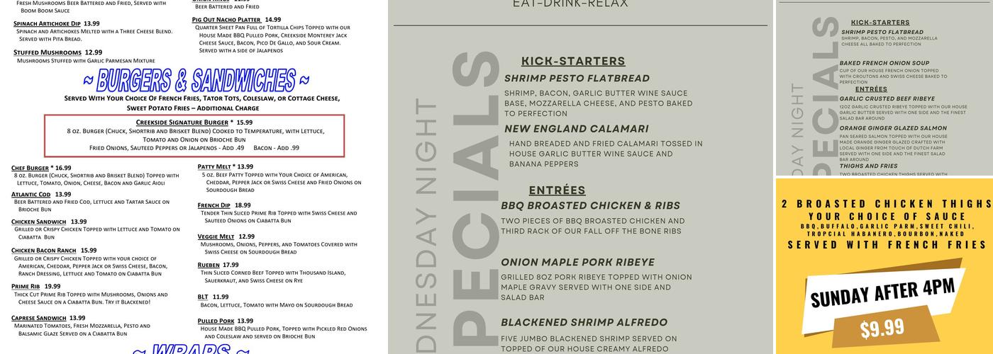 Kickapoo Creekside Menu