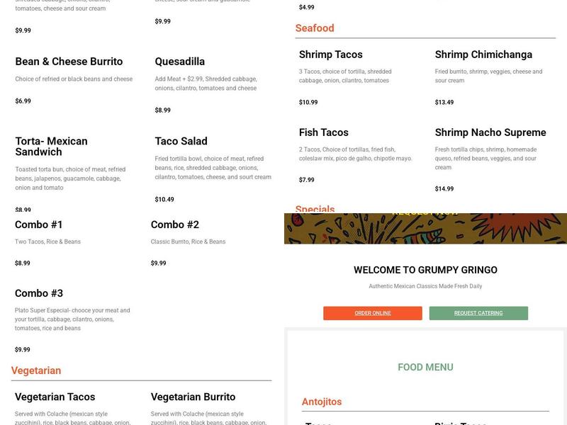 Grumpy Gringo Menu