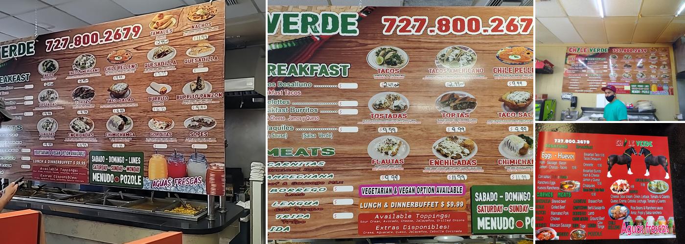Chile Verde Restaurant Menu