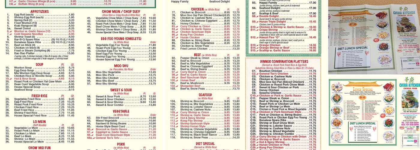 China Kitchen Menu