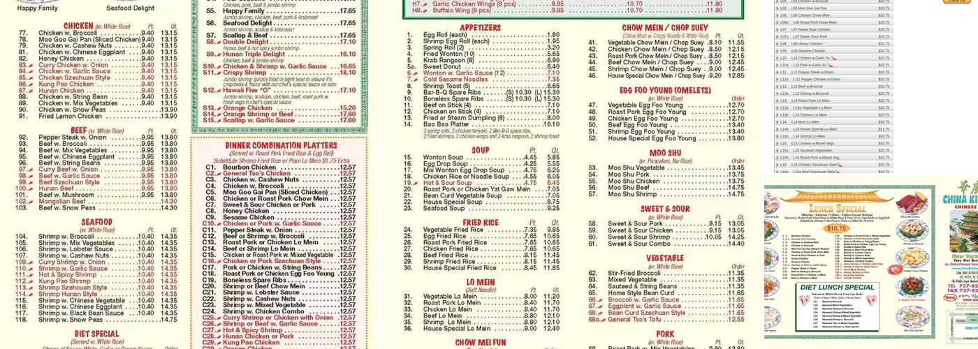 China Kitchen Menu