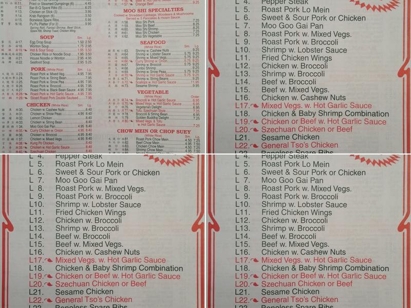 China Crossings Menu