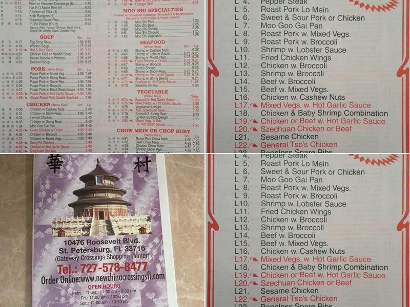 China Crossings Menu
