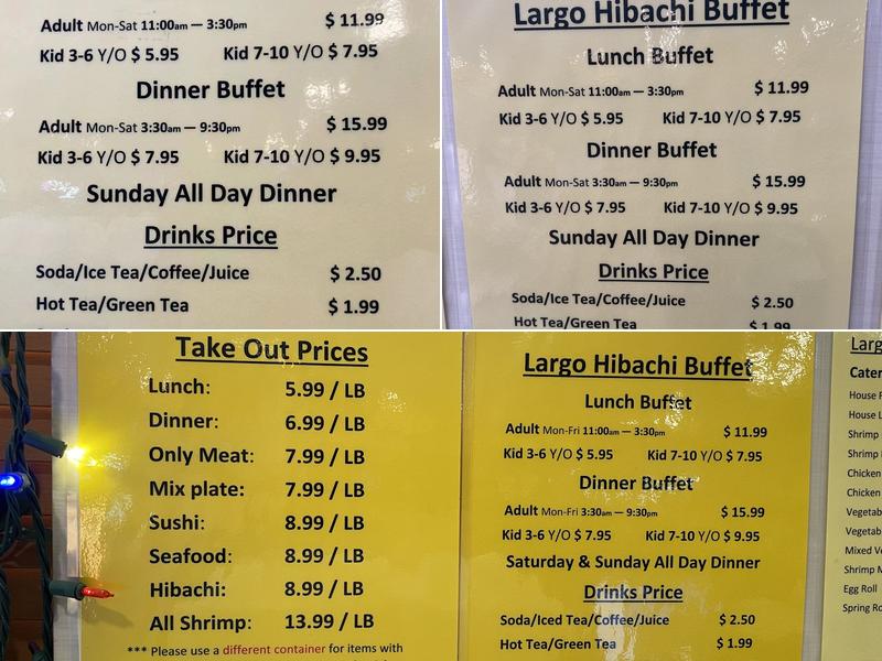 Largo Hibachi Buffet Menu
