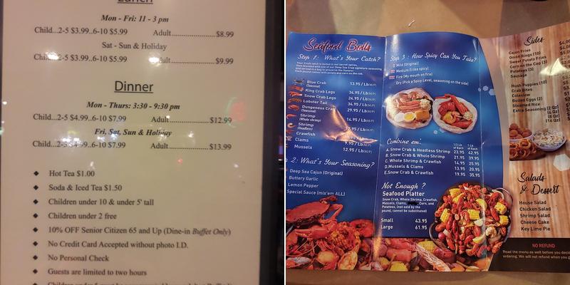 Deep Sea Crab Menu