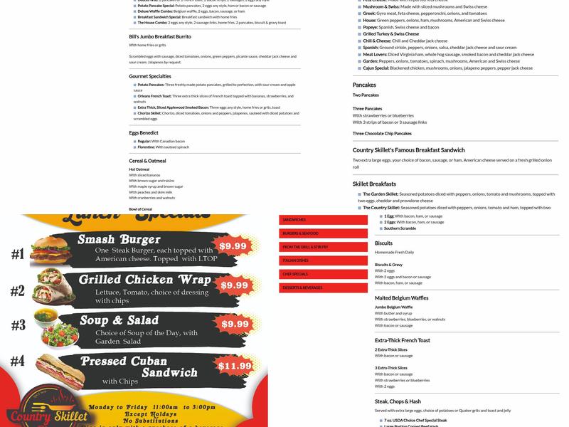 Country Skillet Restaurant Menu