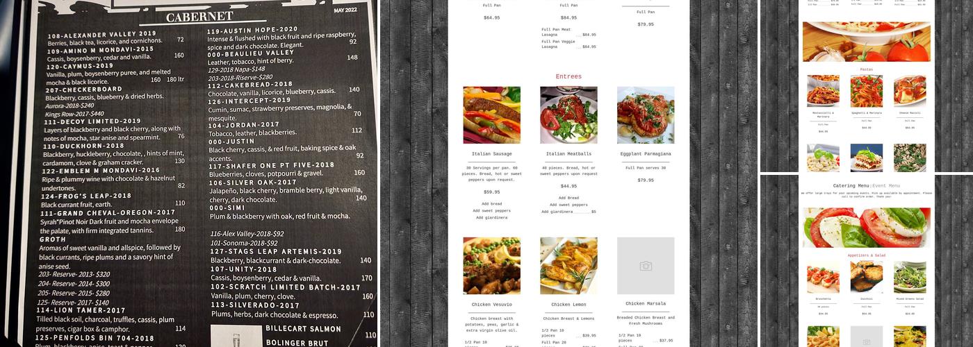 Beau & Mo's Italian Steakhouse Menu