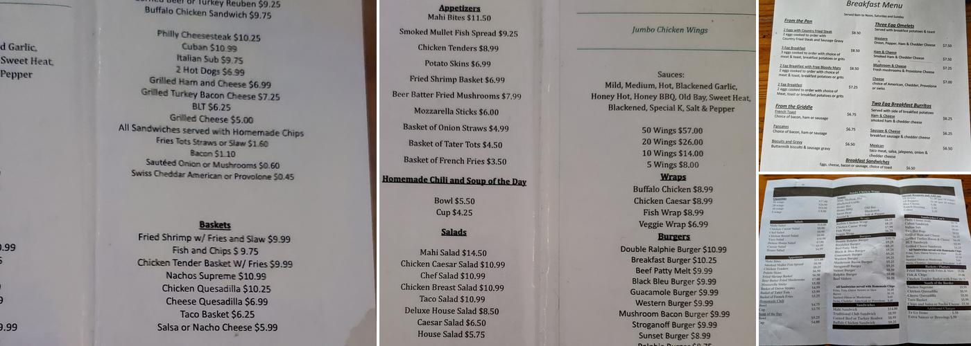 Sunset Grille Menu