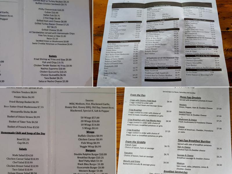 Sunset Grille Menu