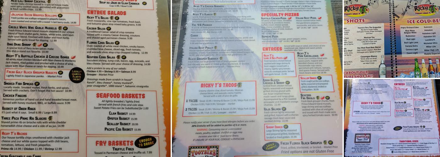 Ricky T's Bar & Grille Menu