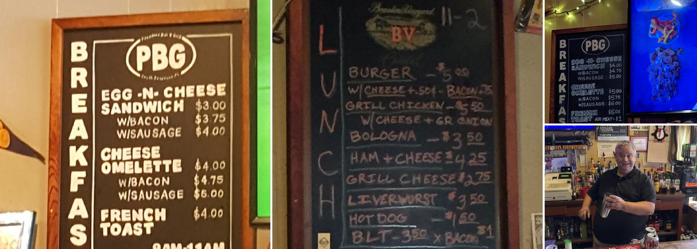 Pasadena Bar & Grill Menu