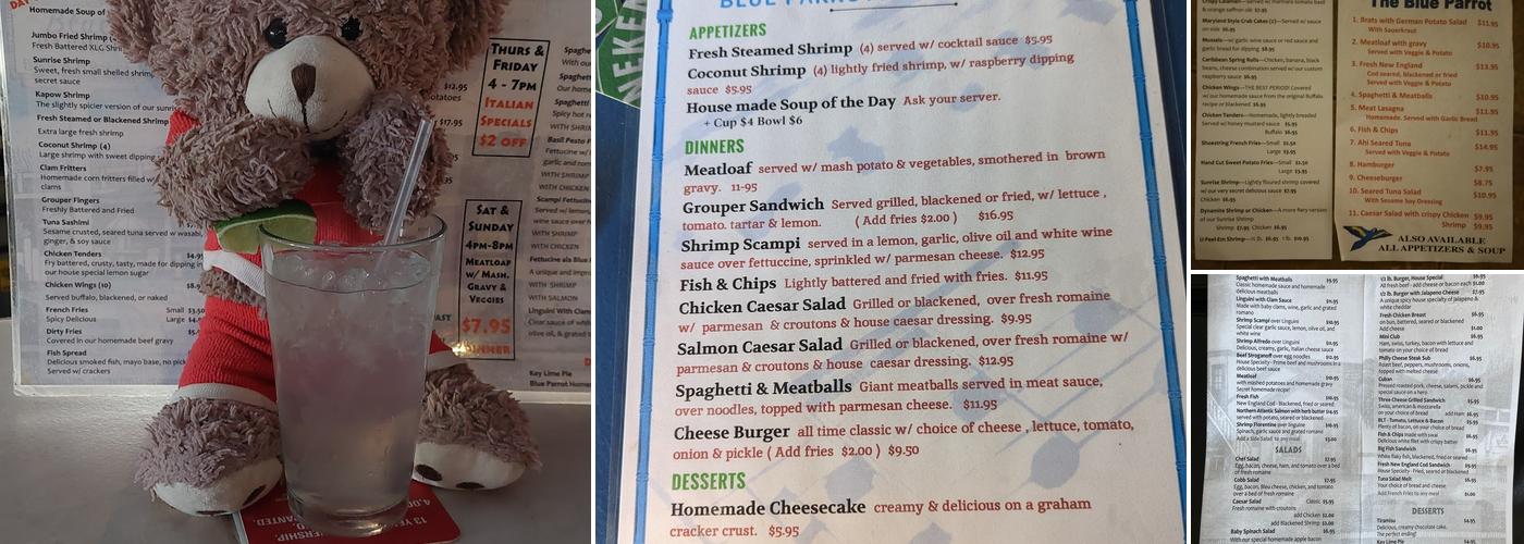The Blue Parrott Menu