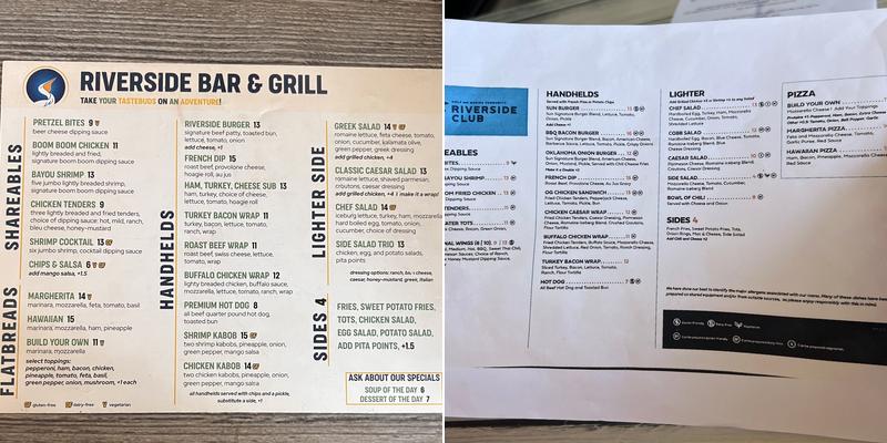 Riverside Bar & Grill Menu
