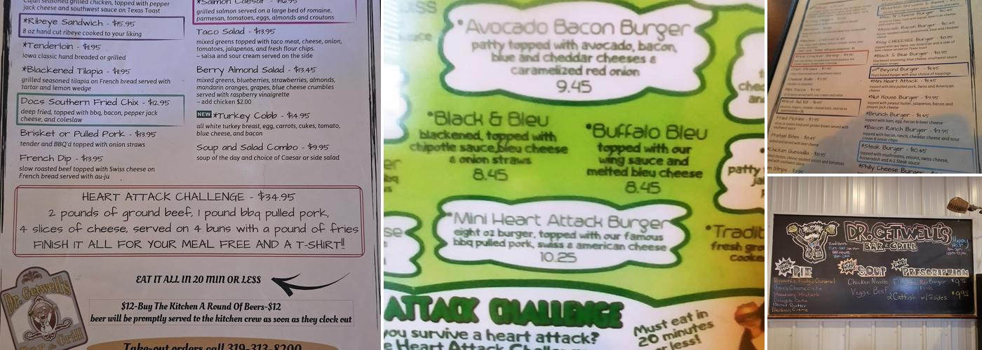 Dr. Getwell's Bar & Grill Menu