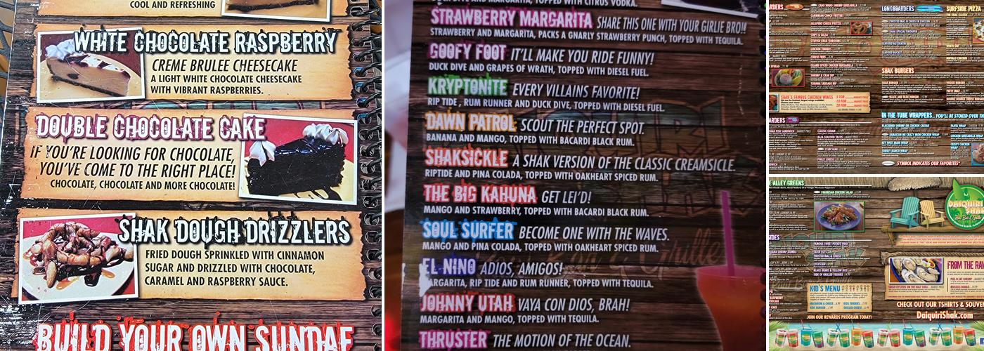 Daiquiri Shak Raw Bar & Grille Menu
