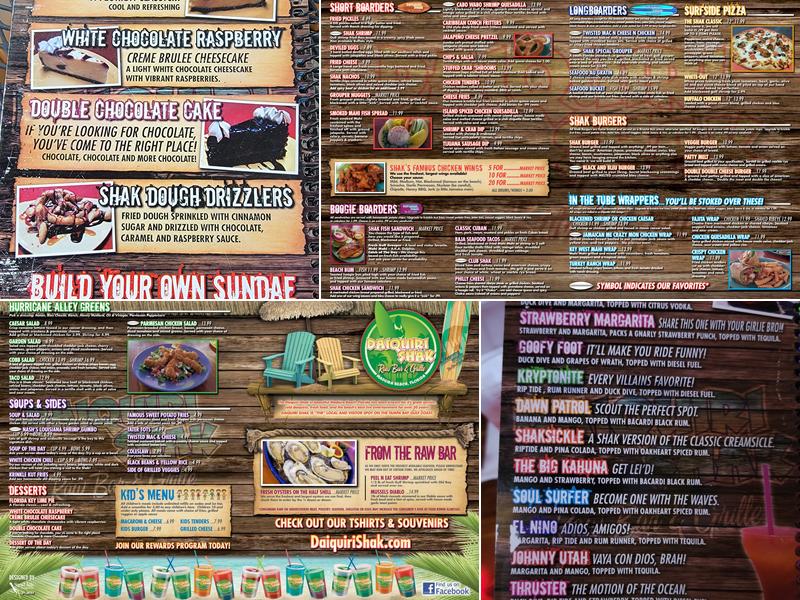 Daiquiri Shak Raw Bar & Grille Menu