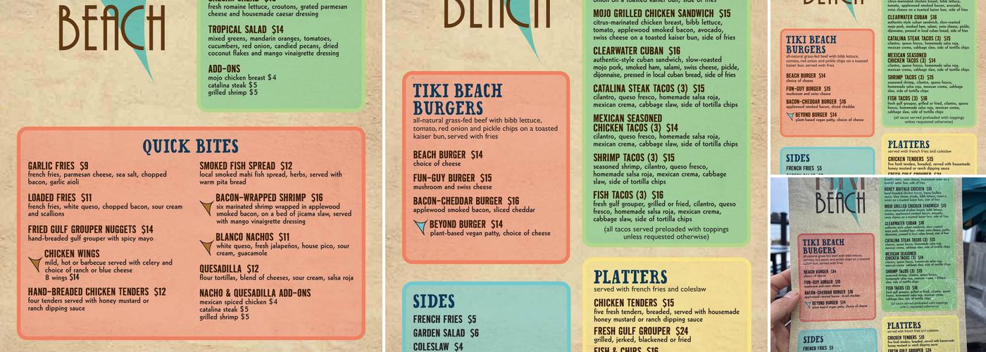 Shephard's Tiki Beach Bar & Grill Menu