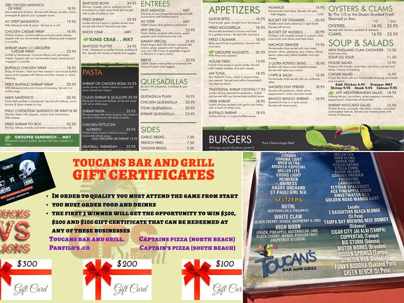Toucans Bar & Grill Menu