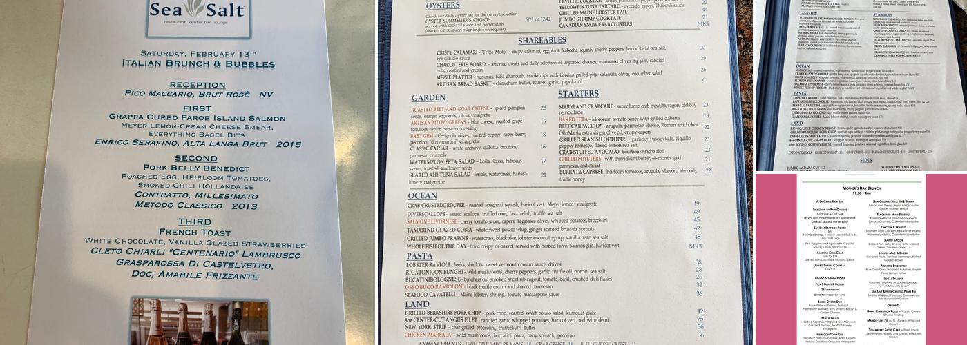 Sea Salt Menu