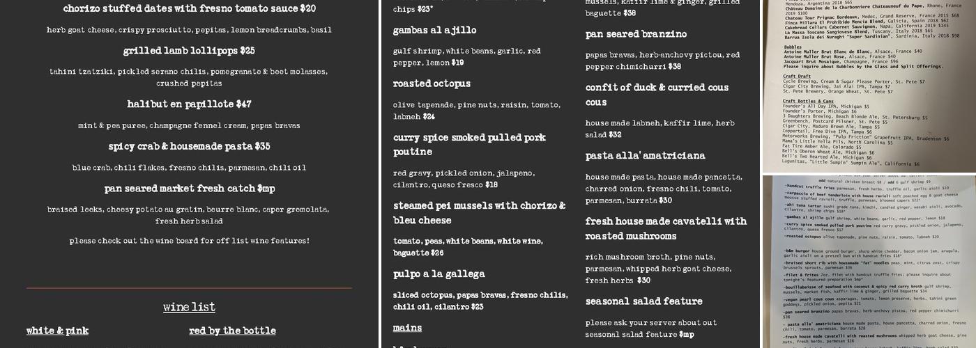 Brick & Mortar Menu