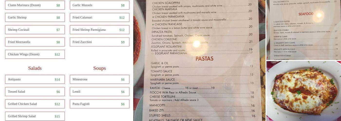 Dipiazza Pizzeria Menu