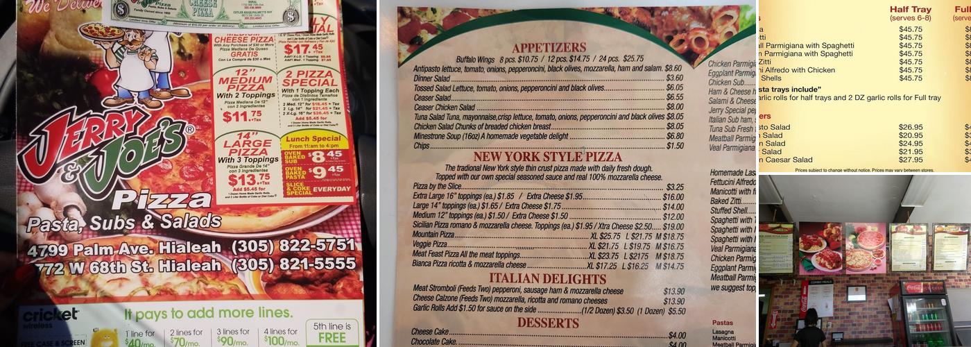 Jerry & Joe's Pizza Menu