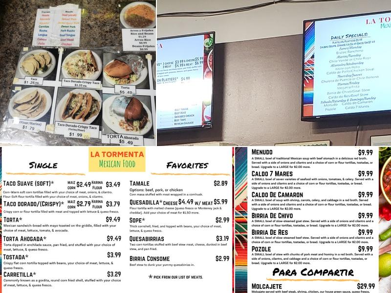 La Tormenta Restaurant Menu