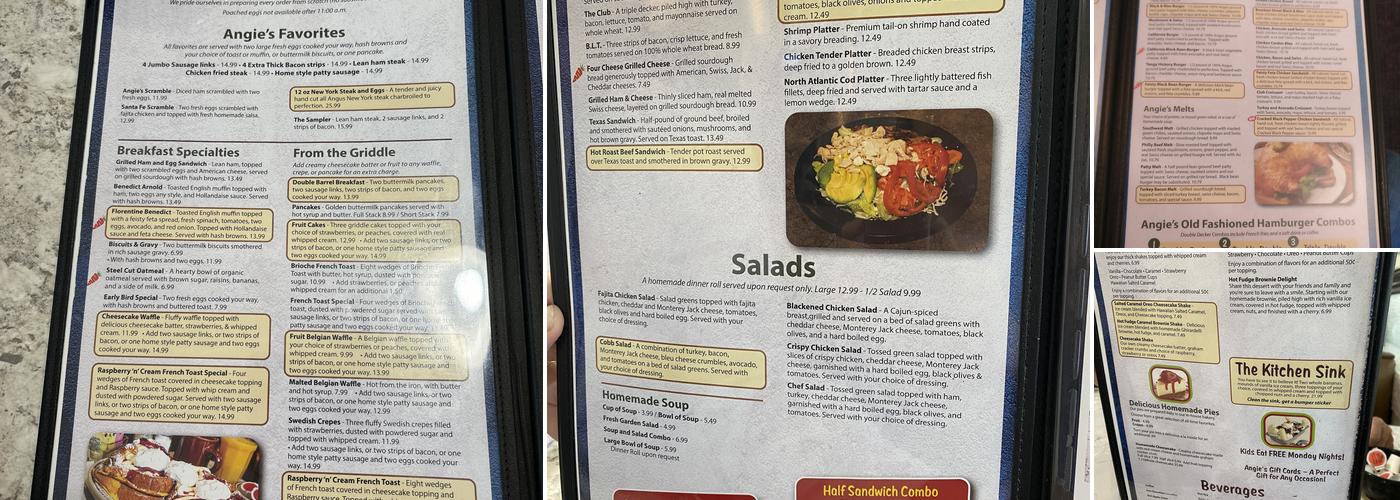 Angie's Menu