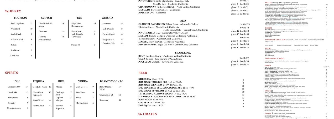 Elements Restaurant Menu