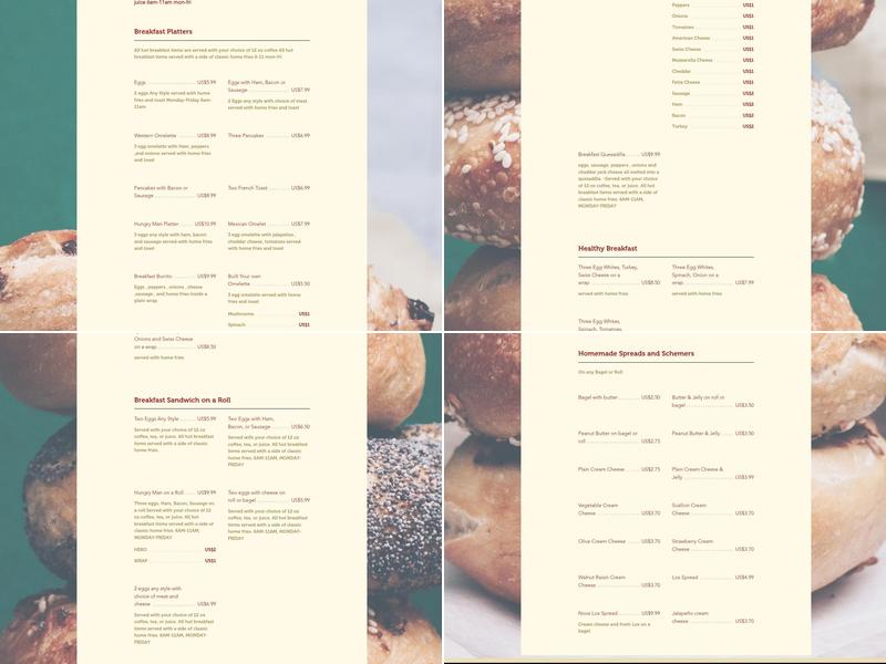 H&E Bagel Cafe Menu