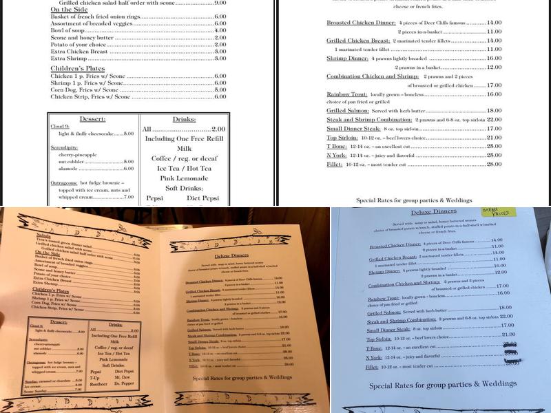 Deer Cliff Inn Restaurant Menu