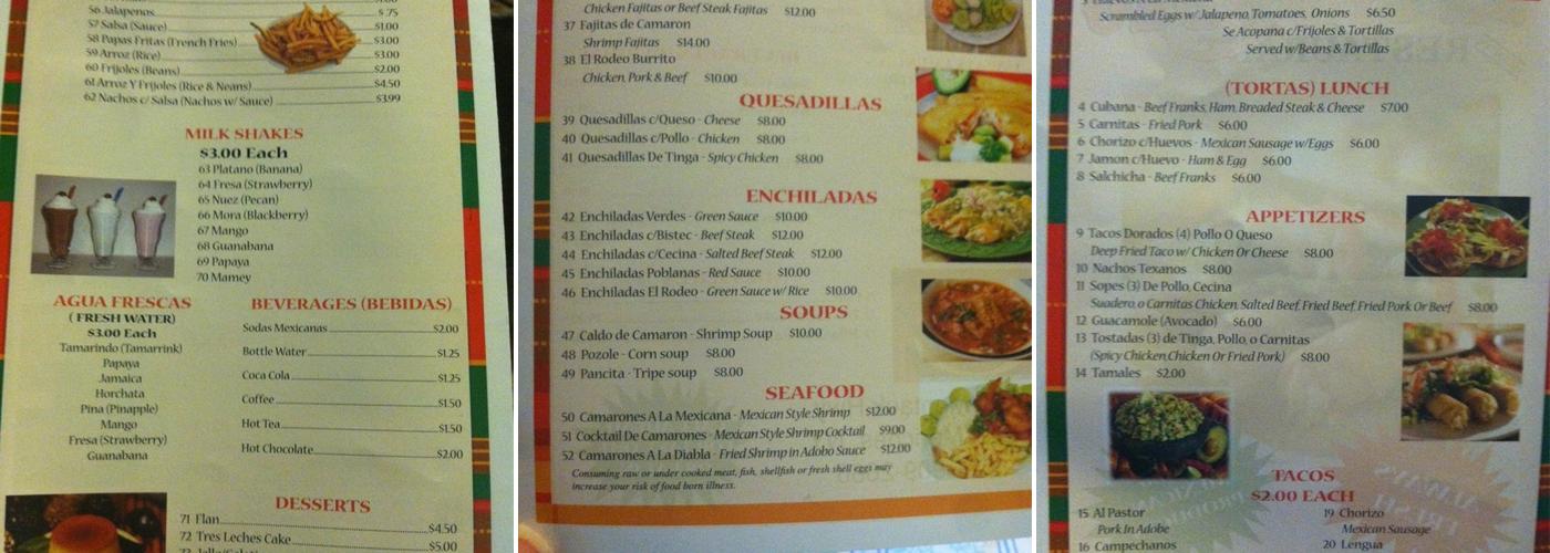 El Rodeo Menu