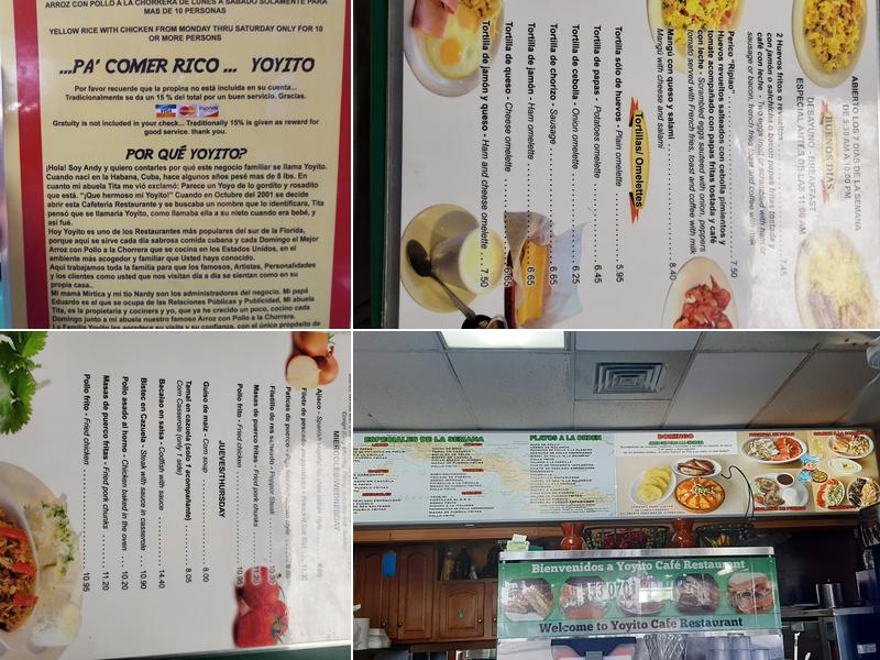 Yoyito Cafe Restaurant Menu