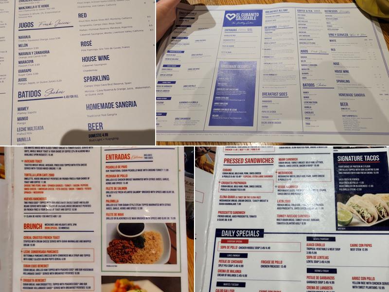 Latin Cafe 2000 Menu