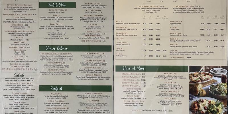 C.P. La Mannos Have A Pizza Menu