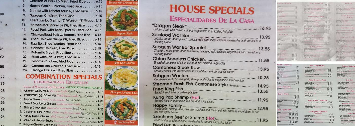 New Dragon Restaurant Menu