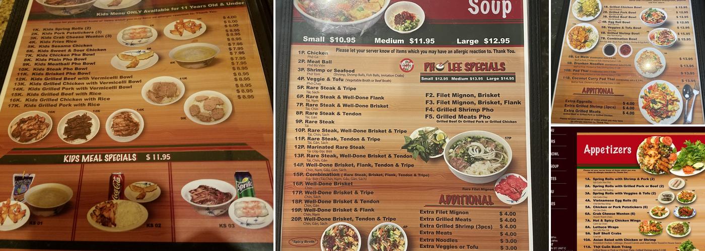 Pho Lee Menu