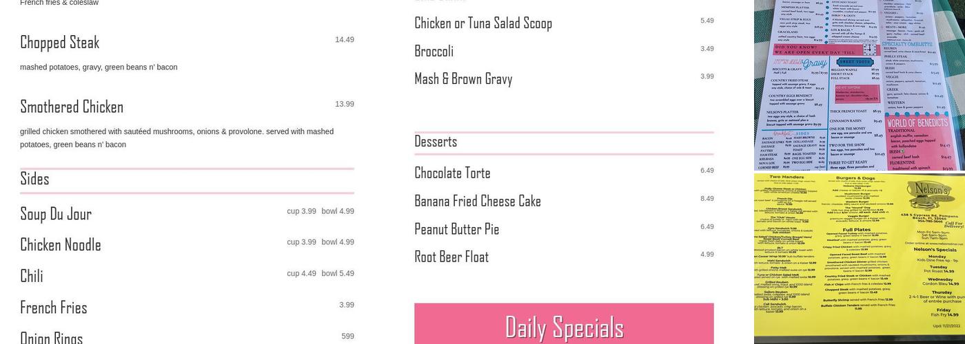 Nelson's Diner Menu