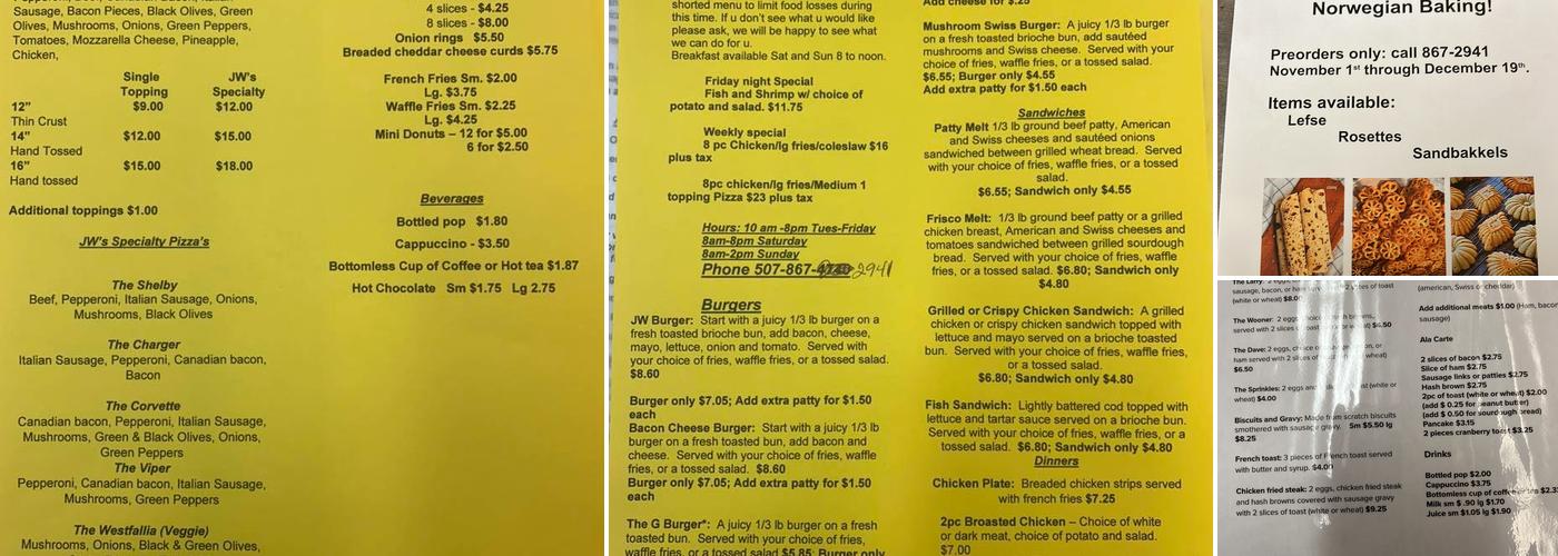 JW's Silver Grill Menu