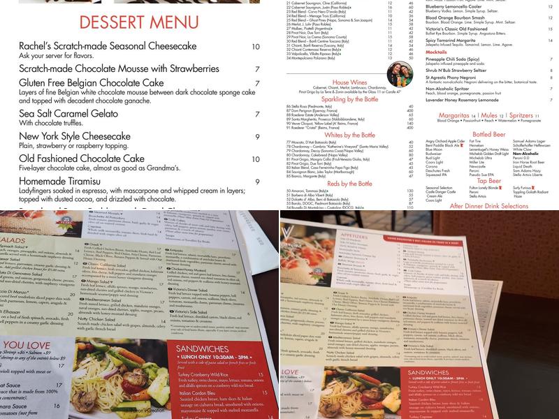 Victoria's Ristorante & Wine Bar Menu