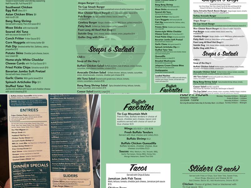 Tin Cup Sports Bar & Grill Menu